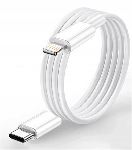 Kabel do ładowania iPhone iPad USB-C Lightning 1m transfer danych biały