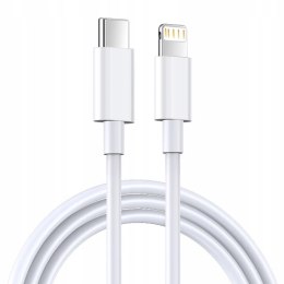 Kabel do ładowania iPhone iPad USB-C Lightning 1m transfer danych biały