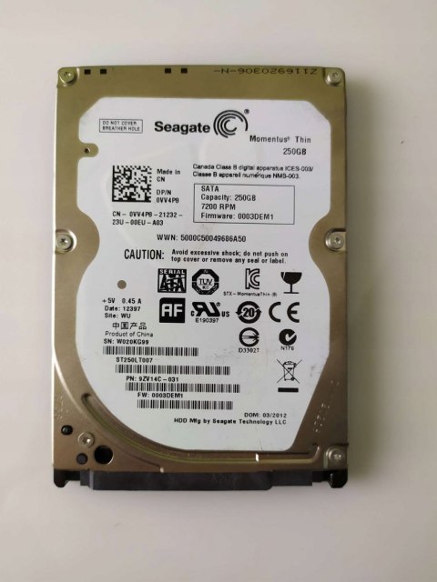 DYSK SEAGATE MOMENTUS 250GB HDD 2,5" 7200