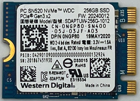 DYSK SSD WD SN520 256GB NVME 2230 M.2 PCIE