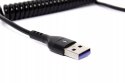 Kabel do ładowania smartfona tabletu USB USB-C czarny spiralny sprężynowy