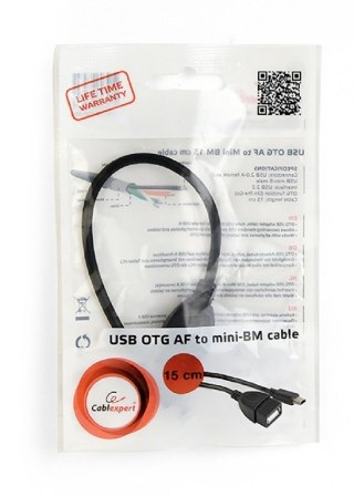 Kabel OTG USB Mini BM do USB AF 15 cm czarny adapter