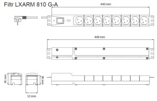 Listwa przeciwprzepięciowa Lestar LXARM 810 1 5m czarna 8 gniazd PDU