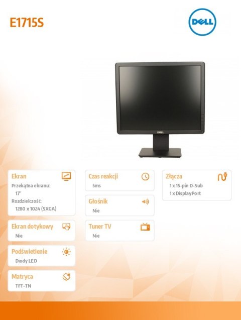 Monitor Dell E1715S 17 cali LCD TN matowy 1280x1024 LED