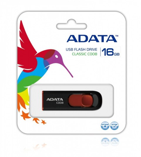 Pendrive Adata DashDrive Classic C008 16GB USB2.0 czarno-czerwony