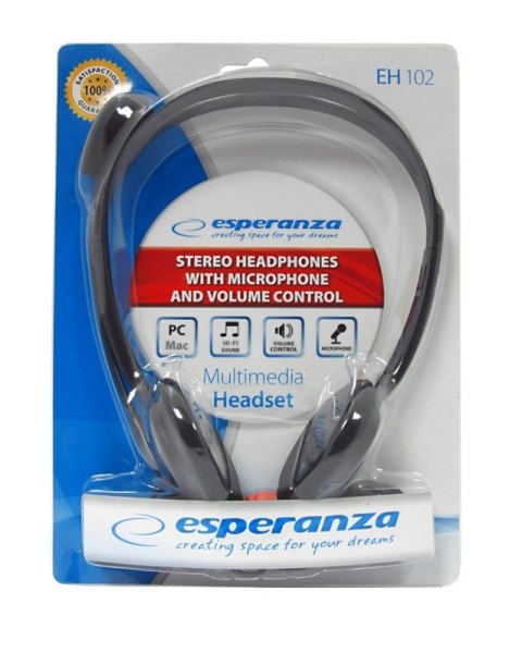 Słuchawki stereo Esperanza EH102 z mikrofonem regulacja głośności