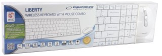 Klawiatura bezprzewodowa Esperanza Liberty SK122W slim z myszką USB biały