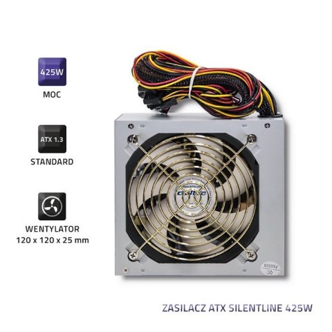 Zasilacz ATX Qoltec SilentLine 425W niezawodny z systemem zabezpieczeń