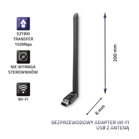 Adapter Wi Fi USB Qoltec 24GHz bezprzewodowy z anteną 5dBi