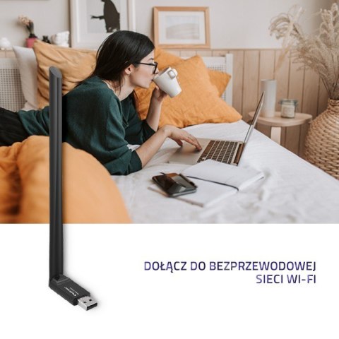 Adapter Wi Fi USB Qoltec 24GHz bezprzewodowy z anteną 5dBi