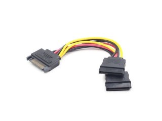 Kabel SATA męski do dwóch żeńskich 15cm zasilający komputerowy Gembird