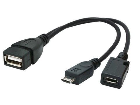 Kabel USB Micro AF-BM+(F) OTG 15 cm czarny do komputerów