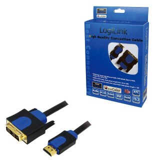 Kabel HDMI-DVI 3m LogiLink czarny niebieski wideo