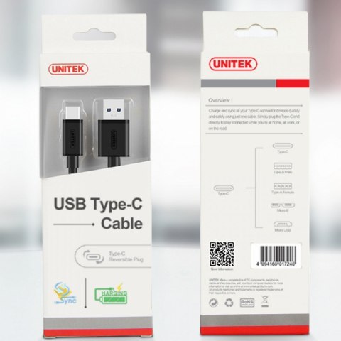 Kabel Unitek USB Typ-C do USB 3.0 1m profesjonalny czarny