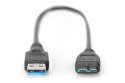 Kabel USB 3.1 Gen.1 Digitus A-microUSB B 0.25m czarny SuperSpeed