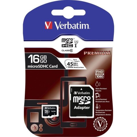 Karta Micro SDHC 16GB Class10 UHS-I z adapterem do SD