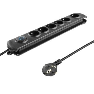 Listwa antyprzepięciowa Qoltec 6 gniazd 1,8m z włącznikiem Quick Switch czarna