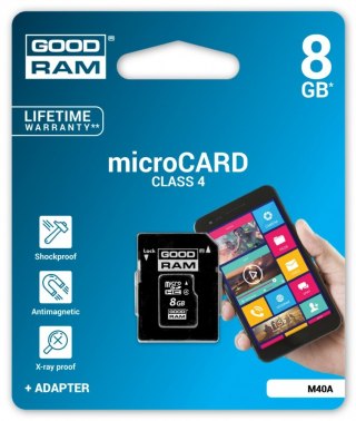 GOODRAM MicroSD 8GB C4 z adapterem SD pojemna karta pamięci
