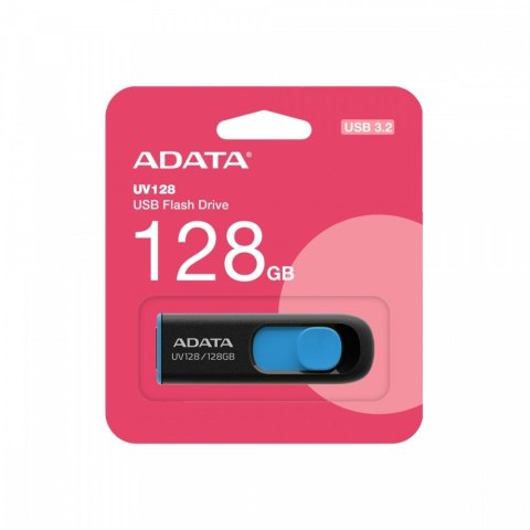 Pendrive Adata UV128 128GB USB 3.2 czarno-niebieski elegancki i kompaktowy