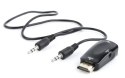 Adapter HDMI do VGA Audio 1080p czarny kompaktowy przenośny bez zasilania