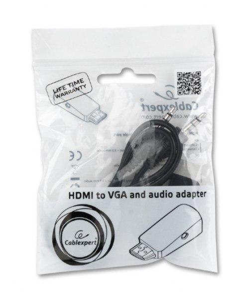 Adapter HDMI do VGA Audio 1080p czarny kompaktowy przenośny bez zasilania