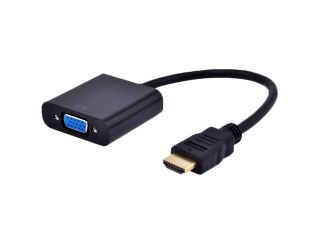 Adapter HDMI-A(M) VGA(F) 15cm czarny kompaktowy konwerter 1080p