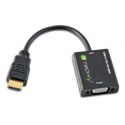 Adapter HDMI męski na VGA żeński czarny 10cm bez konfiguracji