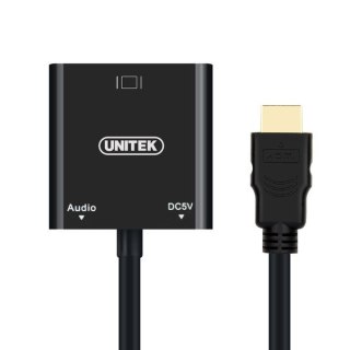 Adapter HDMI to VGA AUDIO Unitek Y6333 uniwersalny kompaktowy Plug and Play