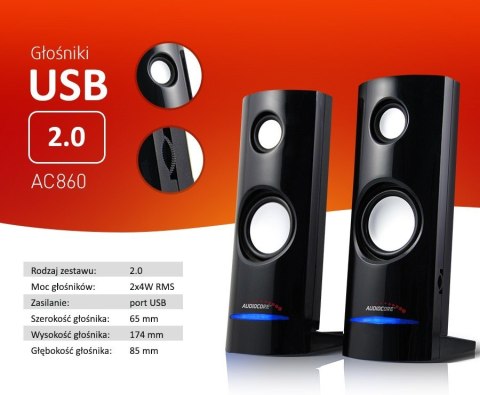 Głośniki komputerowe Audiocore AC860 8W USB eleganckie stereo
