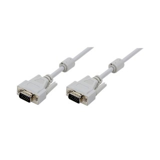 Kabel danych VGA 3m szary 2xferryt ekranowany męski D-sub