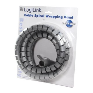 Opaska spiralna do kabli LogiLink 2,5m 25mm srebrna z narzędziem