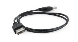 Przedłużacz USB 2.0 AM-AFI 0.75m czarny komputerowy kabel