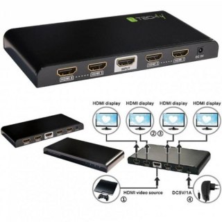 Rozdzielacz Techly AV HDMI 2.0 1/4 Ultra HD 4Kx2K 3D
