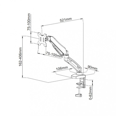 Uchwyt biurkowy ART sprężyna gazowa do monitora 13-27 czarny