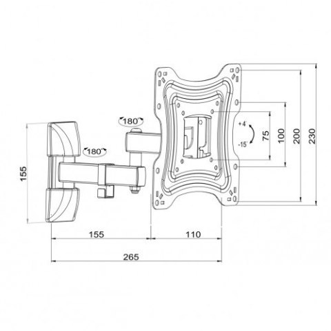 Uchwyt do TV LCD LED 10-42 15KG ART regulacja pion poziom