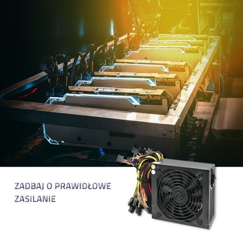 Zasilacz ATX Qoltec 1600W 80 Plus Gold profesjonalny do koparki