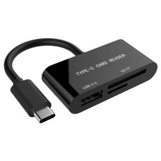 Czytnik kart Gembird USB-C SDXC czarny kompaktowy plug and play