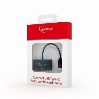 Czytnik kart Gembird USB-C SDXC czarny kompaktowy plug and play