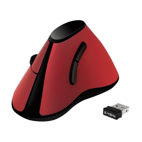 Mysz LogiLink Ergonomiczna pionowa USB 2.4GHz czerwony biurowa bezprzewodowa