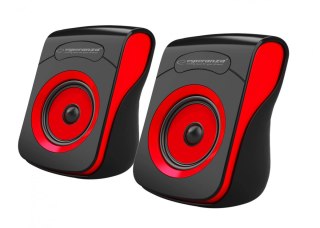 Głośniki 2.0 USB FLAMENCO czarno-czerwone stereo do komputerów