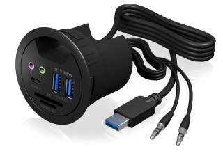 IcyBox IB-HUB1404A 2x USB Type A 1x Type C zainstalowany w biurku