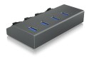 Hub USB 3.0 IcyBox IB-HUB1405C 4 portowy z przełącznikami szary