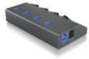 Hub USB 3.0 IcyBox IB-HUB1405C 4 portowy z przełącznikami szary