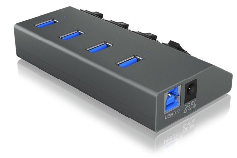 Hub USB 3.0 IcyBox IB-HUB1405C 4 portowy z przełącznikami szary