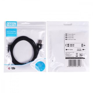 Kabel USB USB C 1.5m czarny do ładowania szybki jakościowy