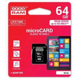 Karta pamięci GOODRAM microSD 64GB CL10 UHS I z adapterem