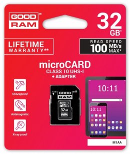 Karta pamięci microSDHC 32GB GOODRAM CL10 z adapterem SD
