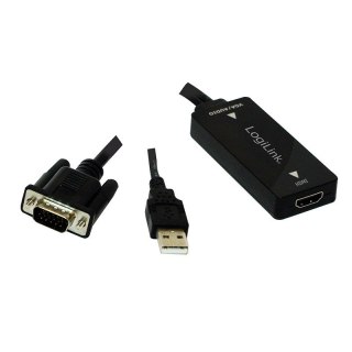 Konwerter LogiLink VGA do HDMI z audio czarny adapter wideo