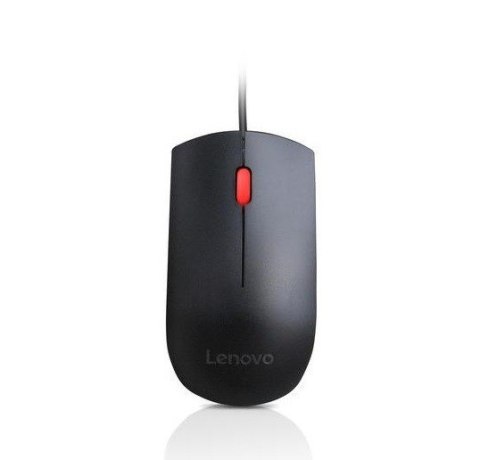 Mysz Lenovo Essential USB przewodowa ergonomiczna czarna 1600 DPI