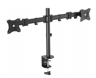 Stojak biurkowy Digitus podwójny 2xLCD max 27'' obrotowy 360° czarny